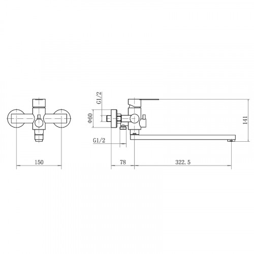 Смеситель для ванны Fashun A52215N универсальный цвет Сатин
