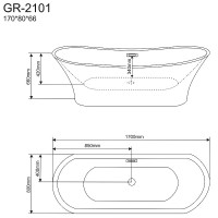 Акриловая ванна Grossman Galaxy 170х80 GR-2101 без гидромассажа