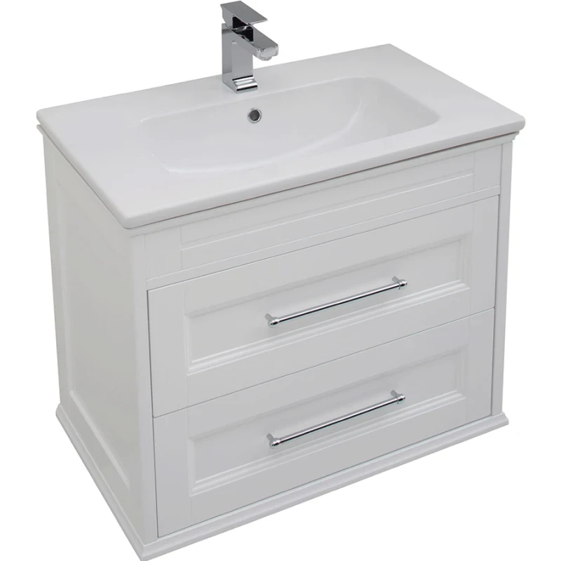 Комплект мебели для ванной Aquanet Бостон 80 210630 подвесной Белый матовый МДФ / ЛДСП
