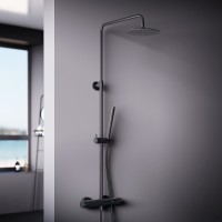 Душевая система Damixa Scandinavian Pure 936800300 с термостатом Черная матовая латунь на стену