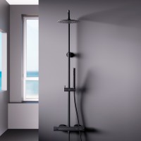 Душевая система Damixa Scandinavian Pure 936800300 с термостатом Черная матовая латунь на стену