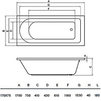 Акриловая ванна Koller Pool Dakota 170x75 без гидромассажа