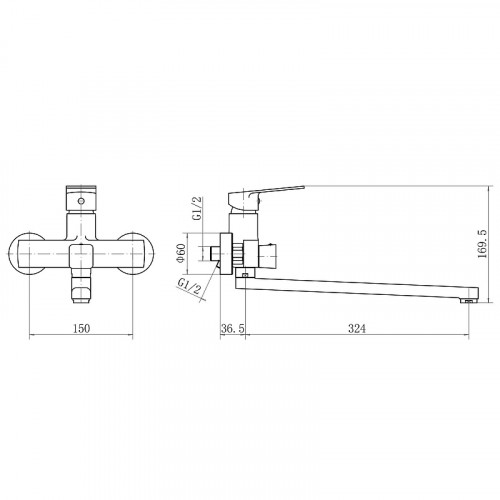 Смеситель для ванны Plstart PD22015 универсальный цвет Хром