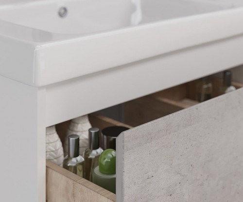 Тумба под раковину Lemark Combi 100 LM03C100T-Beton подвесная Бетон Белый глянец МДФ / ЛДСП