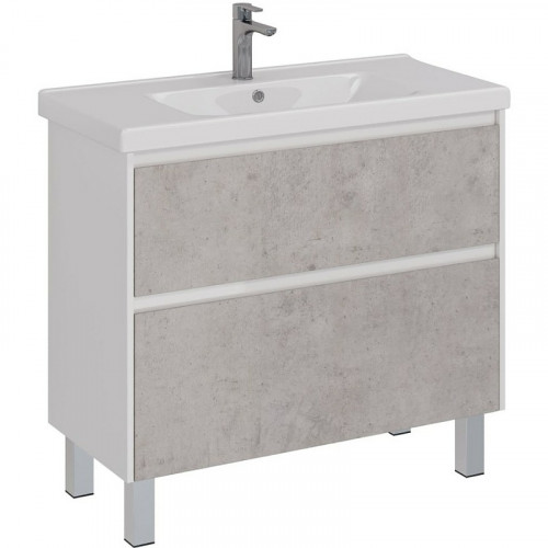 Тумба под раковину Lemark Combi 100 LM03C100T-Beton подвесная Бетон Белый глянец МДФ / ЛДСП