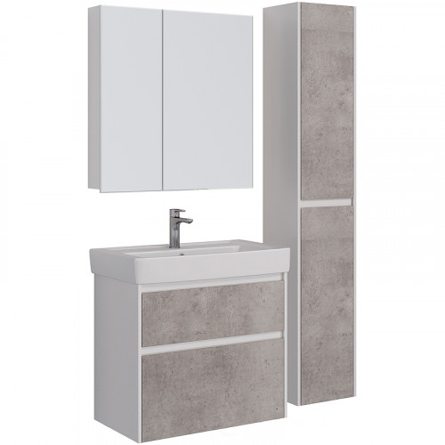 Тумба под раковину Lemark Combi 100 LM03C100T-Beton подвесная Бетон Белый глянец МДФ / ЛДСП