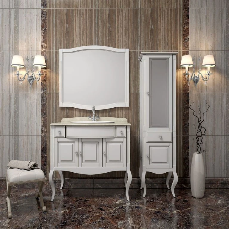 Шкаф пенал Opadiris Лаура 44 R Z0000012757 Белый матовый ручки Swarovski Хром МДФ / ЛДСП, массив дерева, стекло