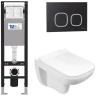 Комплект унитаза с инсталляцией WeltWasser AMBERG 350 + KEHLBACH 004 GL-WT + AMBERG RD-BL 10000012349 цвет Белый глянцевый с сиденьем Микролифт и клавишей смыва цвет Черный