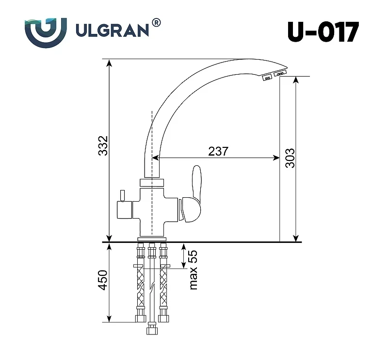Смеситель для кухни Ulgran Classic U-017-342 Графит латунь