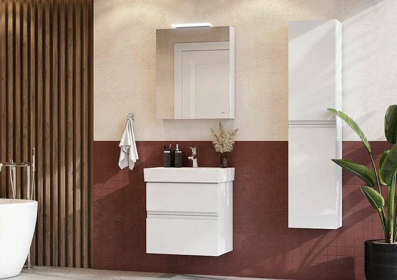 Зеркальный шкаф Roca Oleta 60 L A857645501 с подсветкой Белый матовый
