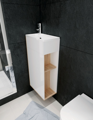 Тумба с раковиной 1MarKa Laura 40Н L У85930 Дуб сонома Белый МДФ / ЛДСП