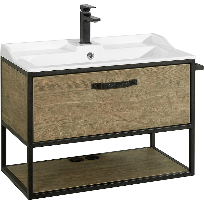 Тумба под раковину Aquaton Лофт Фабрик 80 1A242401LTDY0 подвесная Дуб кантри МДФ / ЛДСП