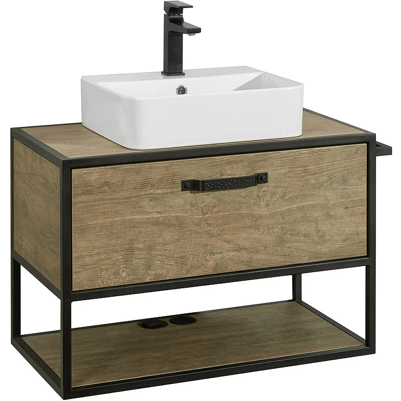 Тумба под раковину Aquaton Лофт Фабрик 80 1A242401LTDY0 подвесная Дуб кантри МДФ / ЛДСП