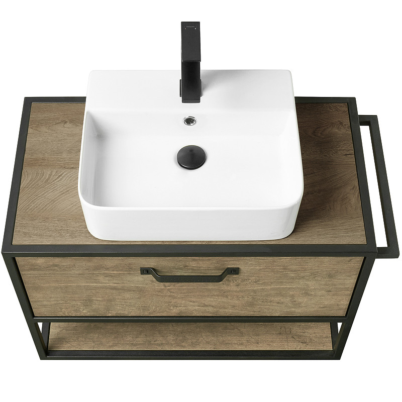 Тумба под раковину Aquaton Лофт Фабрик 80 1A242401LTDY0 подвесная Дуб кантри МДФ / ЛДСП