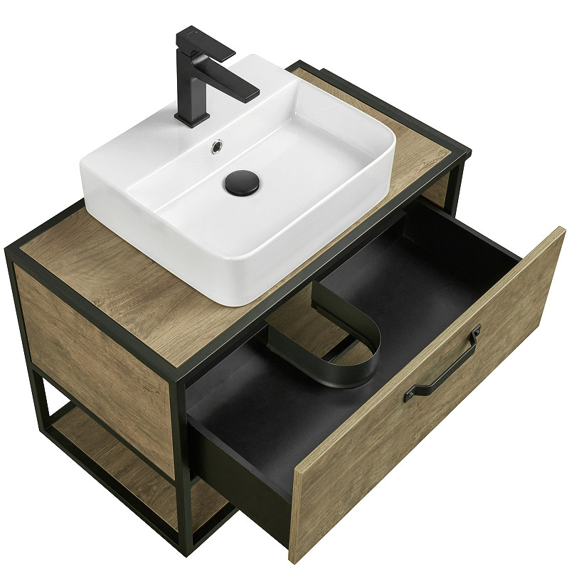 Тумба под раковину Aquaton Лофт Фабрик 80 1A242401LTDY0 подвесная Дуб кантри МДФ / ЛДСП