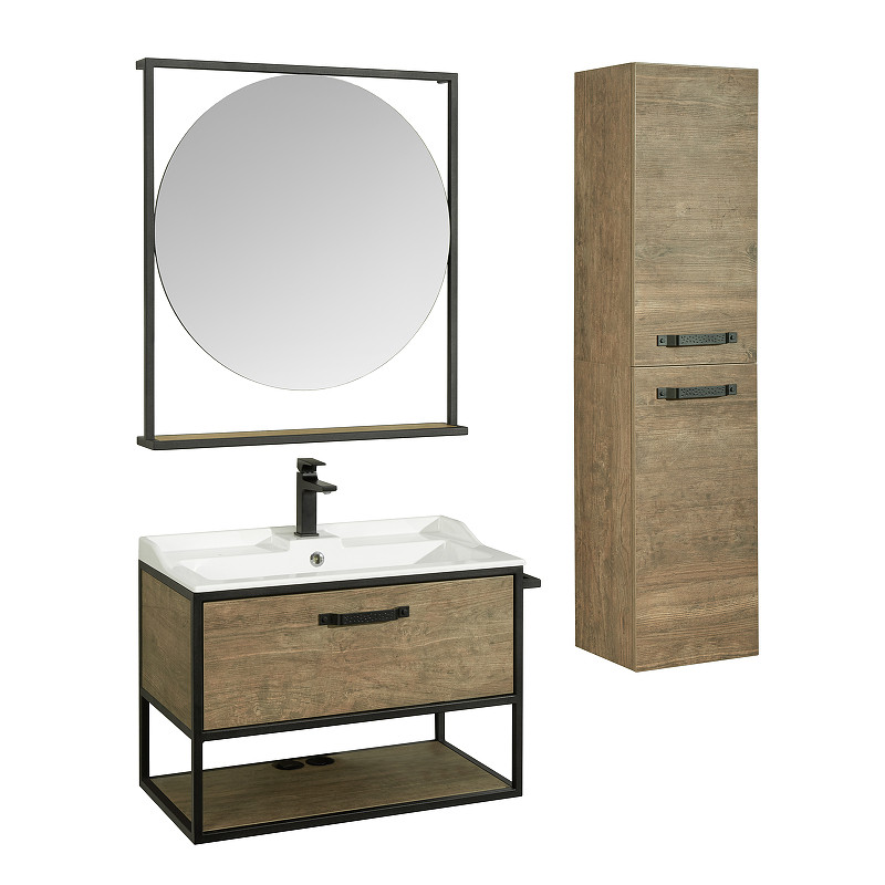 Тумба под раковину Aquaton Лофт Фабрик 80 1A242401LTDY0 подвесная Дуб кантри МДФ / ЛДСП