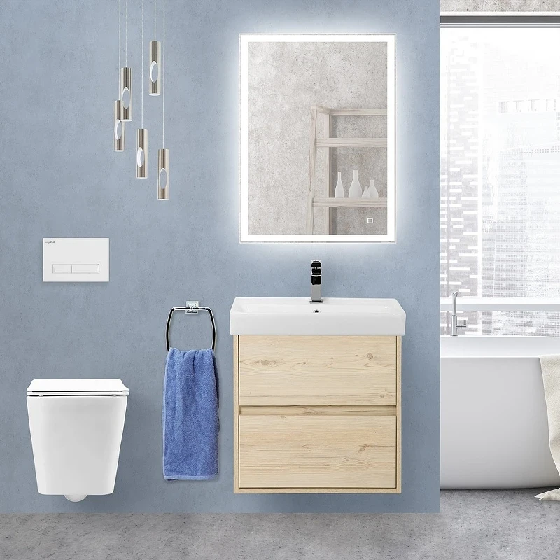 Тумба под раковину BelBagno Neon 60 NEON-600-2C-SO-PB подвесная Pino Bianco МДФ / ЛДСП