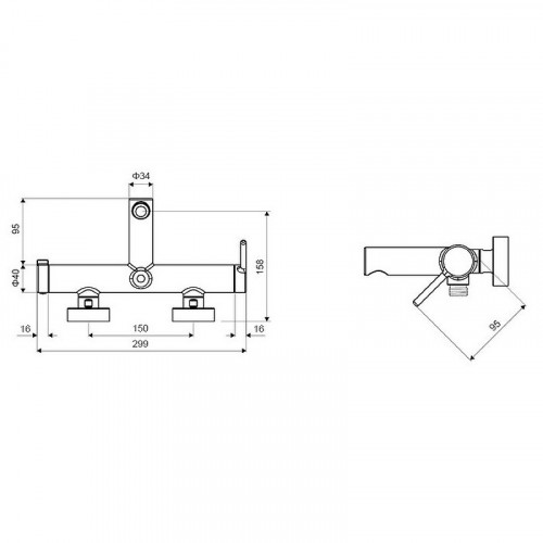 Смеситель для ванны Excellent Pi Arex AREX.1205GL Золото на стену