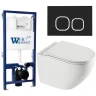 Комплект унитаза с инсталляцией WeltWasser BAMBERG 525 + MERZBACH 043 XL GL-WT + BAMBERG BL 10000013790 цвет Белый глянцевый с сиденьем Микролифт и клавишей смыва цвет Черный