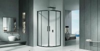 Душевой уголок Good Door Cofe R-100-C-B 100x100 КФ00003 профиль Черный стекло прозрачное