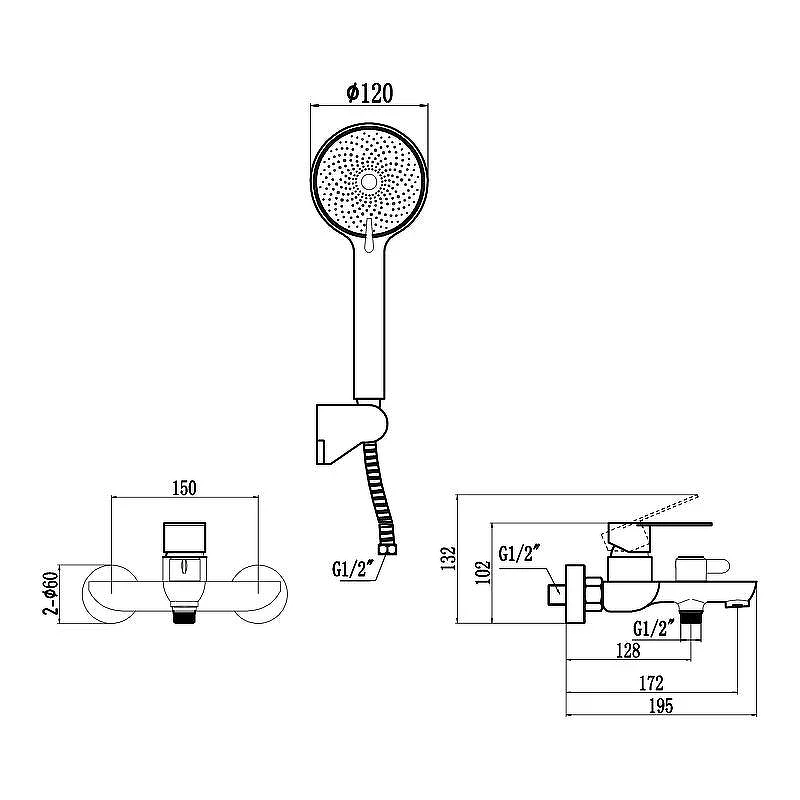 Смеситель для ванны Fmark FS8803Q цвет Графит