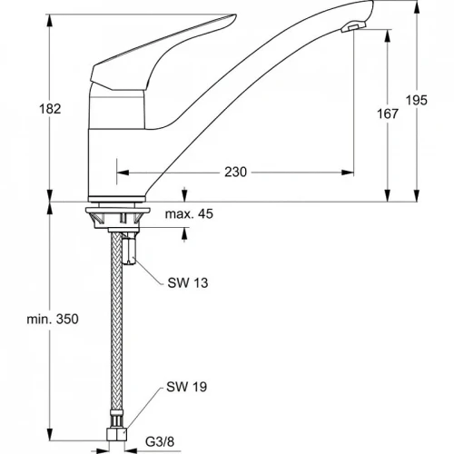 Смеситель для кухни Ideal Standard Cerasprint New B5344AA цвет Хром