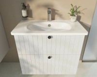 Тумба с раковиной Vitra Root Groove 80 69436 подвесная Белая матовая МДФ / ЛДСП