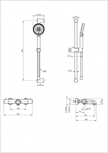 Смеситель для ванны Wonzon & Woghand WW-C2006-A-CR с термостатом цвет Хром