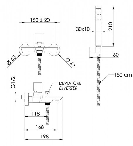Смеситель для ванны Remer Edge EG502NO цвет Черный матовый
