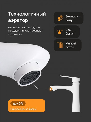 Смеситель для раковины DIWO Тула DW-TU03WH цвет Белый матовый