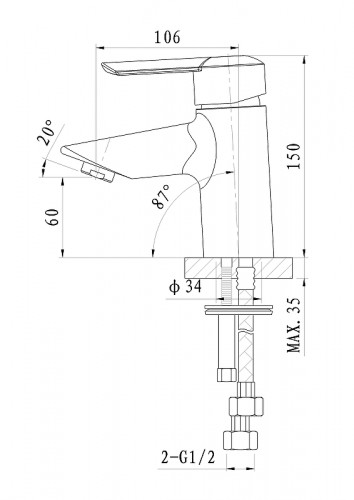 Смеситель для раковины Wonzon &amp; Woghand Baroque WW-191101-CR цвет Хром