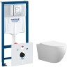 Комплект унитаза Ceruttispa Orlter Aria Tornado CT9955 с инсталляцией Grohe Rapid SL 38775001 с сиденьем Микролифт и клавишей смыва Хром фарфор подвесной