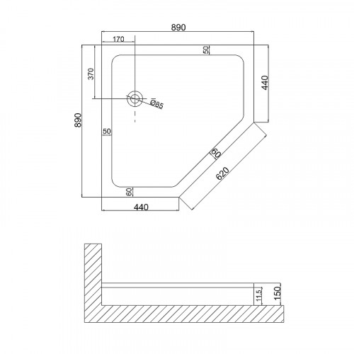 Акриловый поддон для душа Niagara Nova 90x90 NG-90-90D RUS Белый