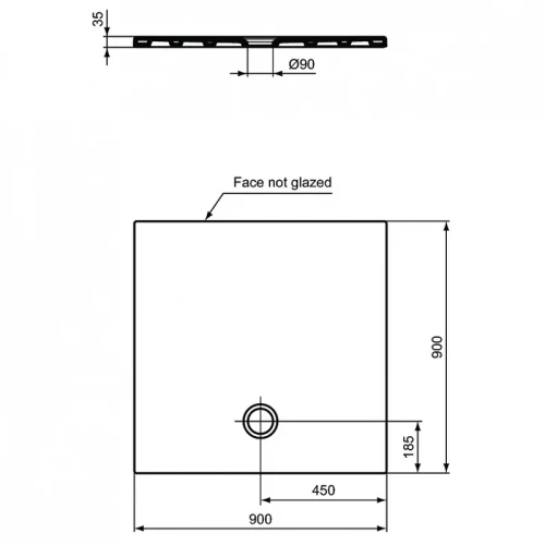Керамический поддон для душа Ideal Standard Strada 90X90 T2554YK цвет Euro White Ideal Grip / Евробелый с покрытием Ideal Grip