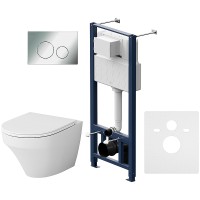 Комплект унитаза с инсталляцией AM.PM Inspire FlashClean IS49051.501700 с сиденьем Микролифт и клавишей смыва Хром фарфор подвесной
