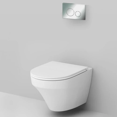 Комплект унитаза с инсталляцией AM.PM Inspire FlashClean IS49051.501700 с сиденьем Микролифт и клавишей смыва Хром фарфор подвесной