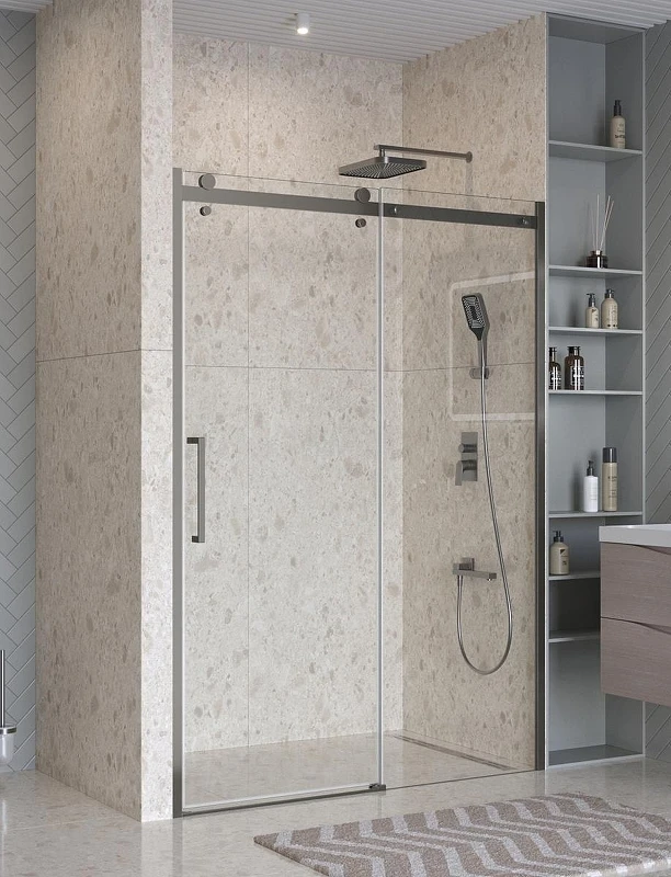 Душевая дверь BelBagno Marino 2 140 MARINO-2-BF-1-140-C-GM профиль Оружейная сталь стекло прозрачное