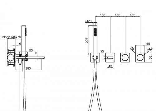 Смеситель для ванны Vincea Альто (Alto) VBTW-6AL1CH цвет Хром