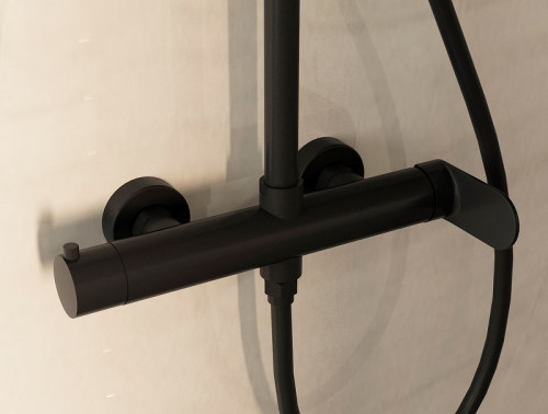 Душевая система Vincea Rondo VSFS-1R0MB Черная матовая латунь на стену