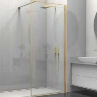 Душевая перегородка Vincea Walk-In 100 VSW-1HS100CLG профиль Брашированное золото стекло прозрачное