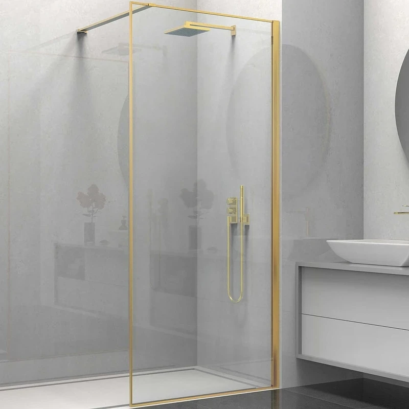 Душевая перегородка Vincea Walk-In 100 VSW-1HS100CLG профиль Брашированное золото стекло прозрачное