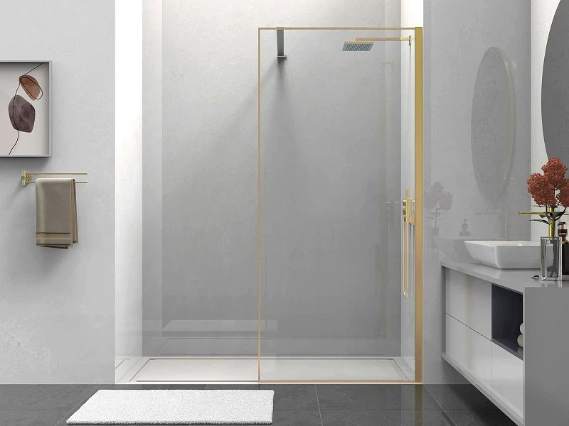 Душевая перегородка Vincea Walk-In 100 VSW-1HS100CLG профиль Брашированное золото стекло прозрачное