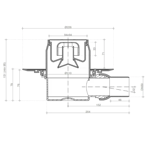Душевой трап Pestan Confluo Standard 13000128 с решеткой Золото глянец