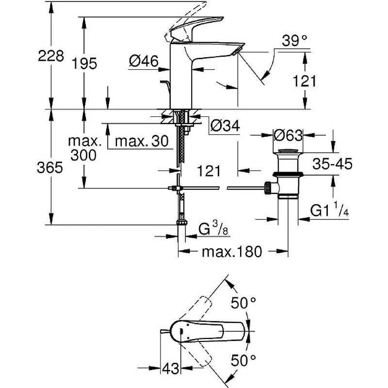 Смеситель для раковины Grohe Eurosmart 23322003 Хром латунь