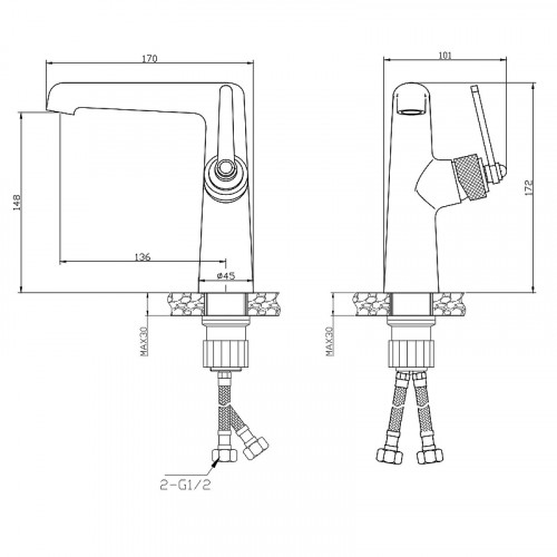Смеситель для раковины ESKO Bangkok Black BG26MB Черный матовый латунь