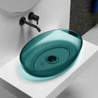 Раковина-чаша Abber Kristall 60 AT2801Aquamarin Бирюзовая полиэфирная смола накладная