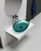 Раковина-чаша Abber Kristall 60 AT2801Aquamarin Бирюзовая полиэфирная смола накладная