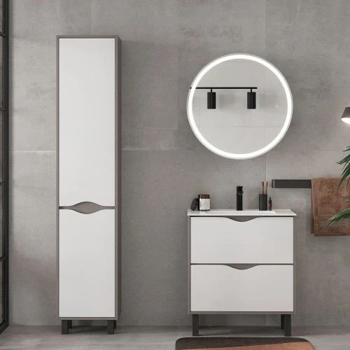Зеркальный шкаф Equil Smile 70 szSMILE.D700 с подсветкой цвет Графит софт