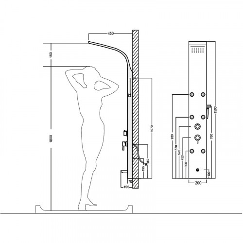 Душевая панель Aquanet Galaxy Matt AP40-02 237437 Хром матовый алюминий на стену