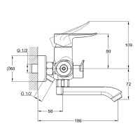 Смеситель для ванны G-Lauf GOB3-A134 Хром на стену